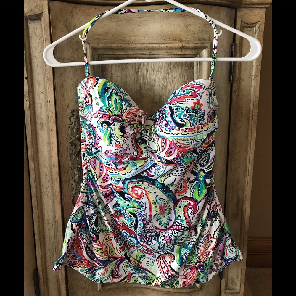 Lauren Cabana Paisley Strapless Tankini Top